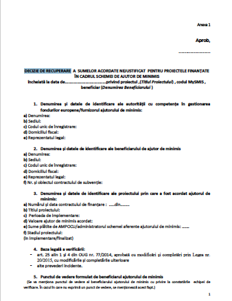ACE Anexa 1DECIZIE DE RECUPERARE